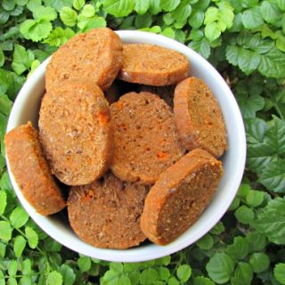 (wheat and dairy-free, vegan, vegetarian) sweet potato flax seed dog treat/biscuit recipe
