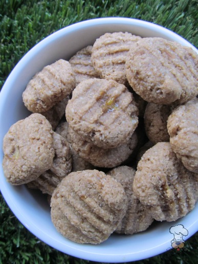 (wheat and dairy-free, vegan, vegetarian) peanut butter honey banana dog treat/biscuit recipe